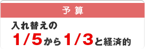 予算：入れ替えの1/5から1/3と経済的